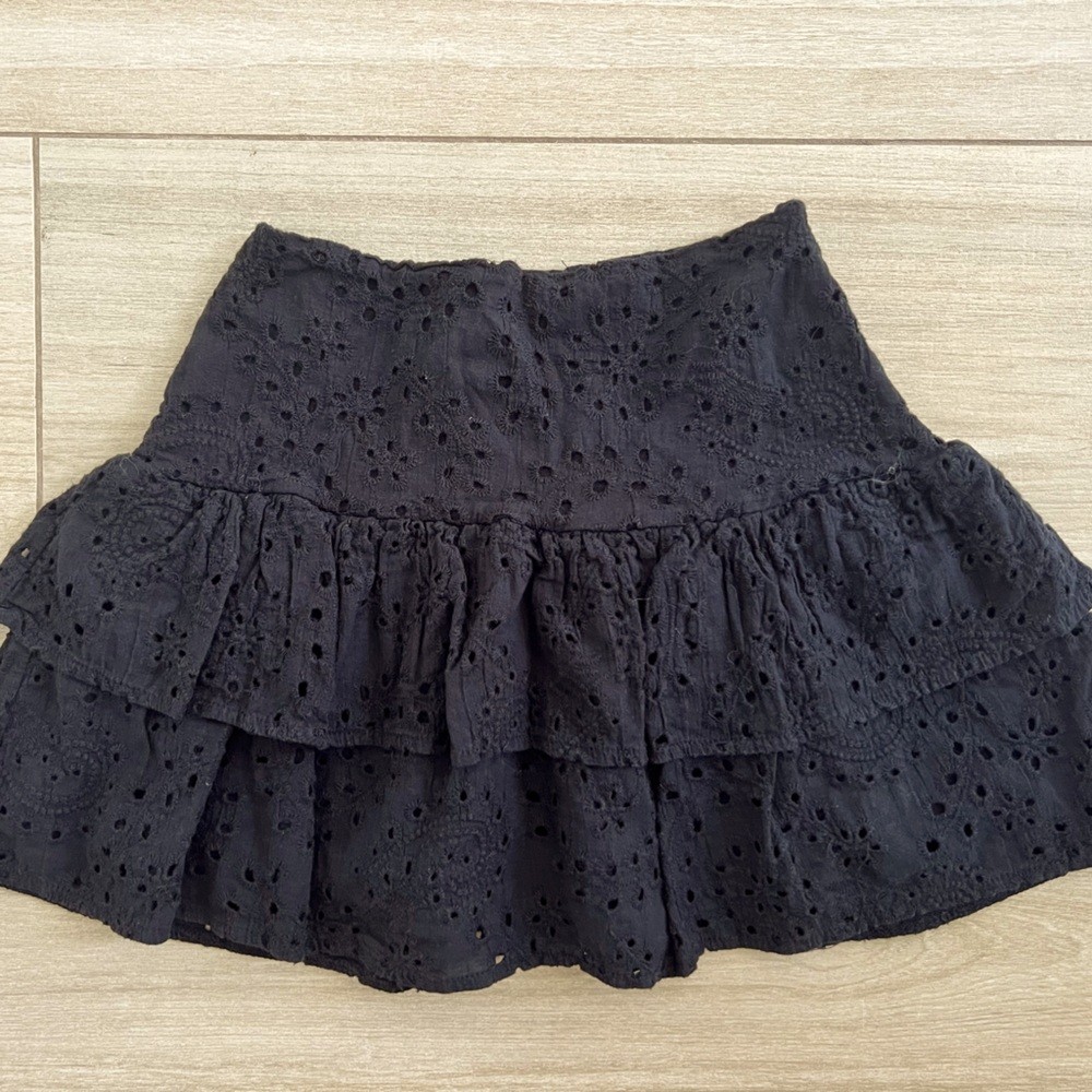 KATIE J NYC black eyelet ruffle mini skirt